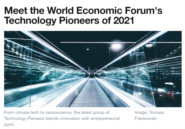 사진: 세계경제포럼 홈페이지 캡처. (사진을 클릭하면 100개 테크 혁신 기업들의 세부 내용을 볼 수 있음)