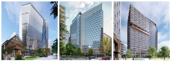 메인 빌딩 외 건축하는 3개 건물 디자인. 사진=알링턴 카운티 홈페이지