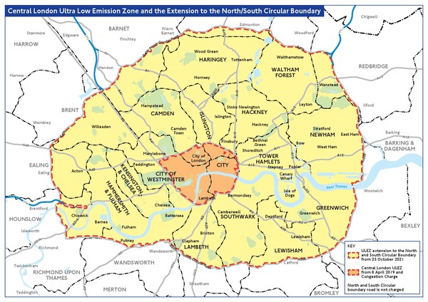 ULEZ 지도. 사진 = 런던시 홈페이지