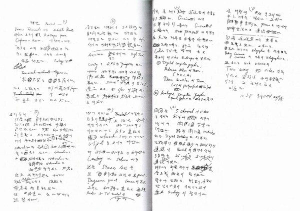 ◇백남준 작가의 자필 작품노트(사진: 대전시)