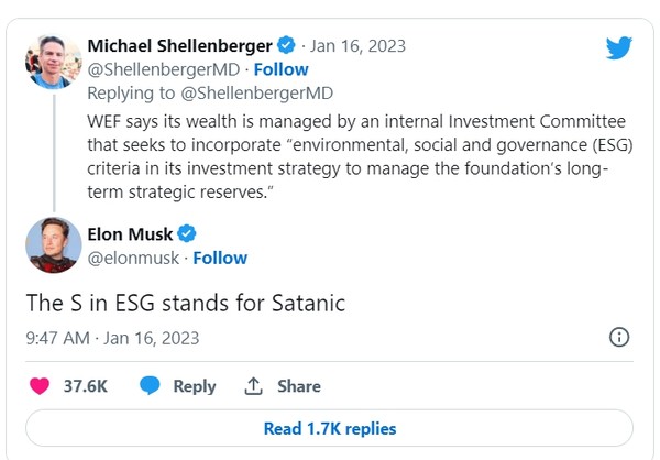 마이클 셀렌버거의 트윗에 일론 머스크가 답글을 달았다. 출처=트위터