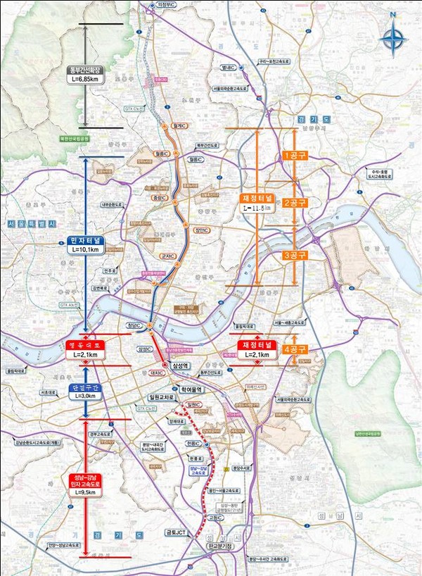 동부간선도로 지하화 사업 위치도(사진. 서울시)