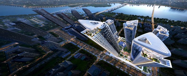 하이엔드 주거 브랜드 오티에르를 적용한 한양아파트 조감도(사진제공. 포스코이앤씨)