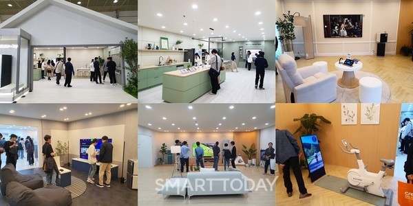 마치 사람이 사는 집처럼 꾸며 놓은 삼성전자의 부스. 부엌, 거실, 휴식 공간 등에서 스마트싱스로 연결된 삼성전자의 기술을 보여준다.