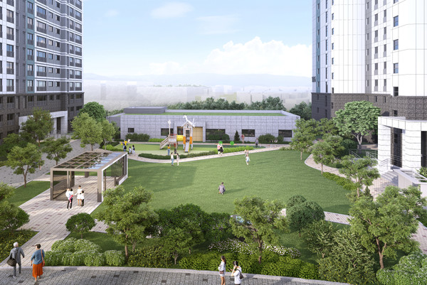 문현 푸르지오 트레시엘에 조성될 잔디마당 이미지 (사진. 대우건설)