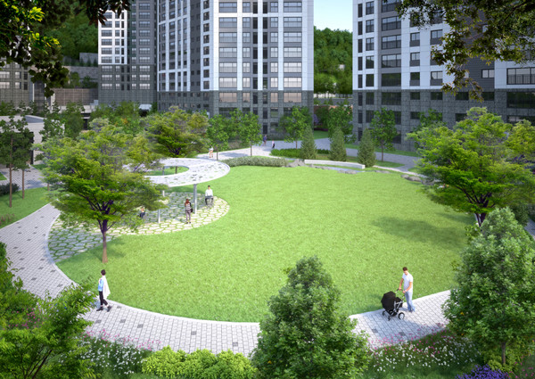 김해 삼계 푸르지오 센트럴파크 조경공간 그린플라자 (사진제공. 대우건설)