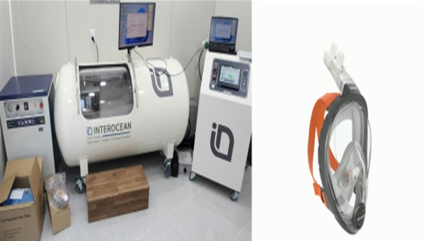 차민성형외과에 설치된 트리니티(좌), 인터오션의 풀페이스 마스크(우)