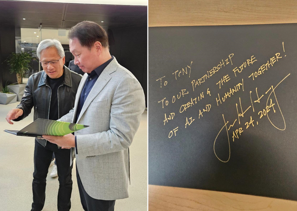 최 회장은 지난 4월25일 젠슨 황 엔비디아 CEO와의 만남을 직접 공개하며 관계를 과시했다. 최태원 회장 인스타그램 캡처.