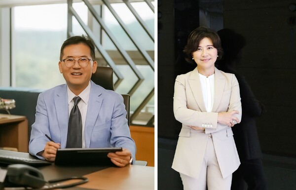 최방섭 효성티앤에스 대표이사(왼쪽)와 홍혜진 효성 ITX 대표이사