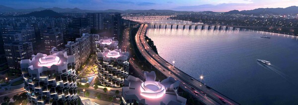 한남4구역 '래미안 글로우 힐즈 한남' 원형주동 조감도 (사진제공=삼성물산)