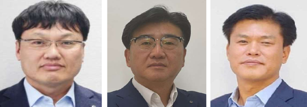 왼쪽부터 박창훈 신임 신한카드 사장, 채수웅 신임 신한저축은행 사장, 김정남 신임 신한펀드파트너스 사장 [출처: 신한금융그룹]
