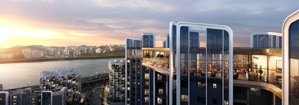 한남4구역 래미안 글로우힐즈 한남 스카이 커뮤니티에서 바라본 조망 (사진제공=삼성물산)