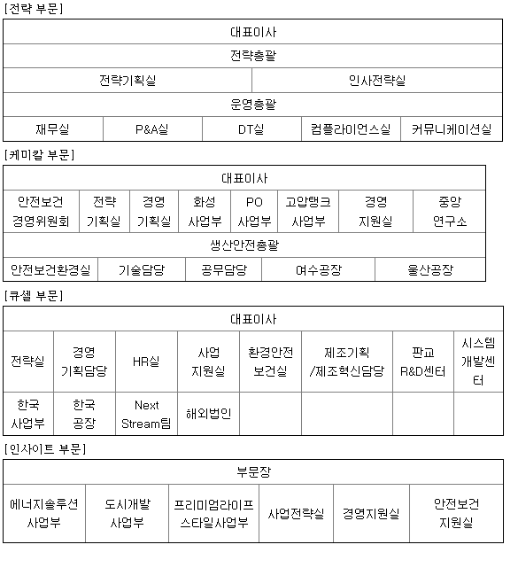 2024년 2월 한화솔루션 조직도