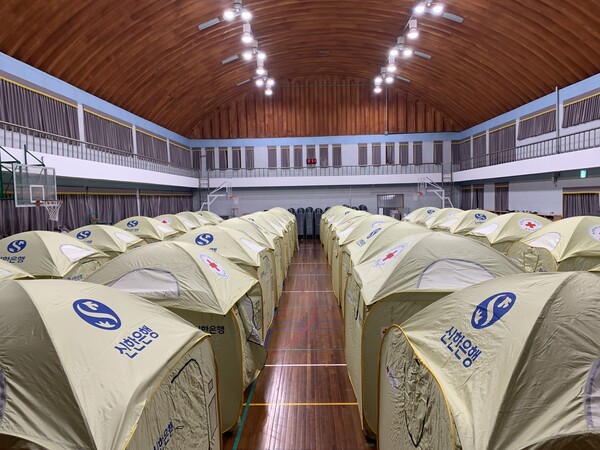 신한은행이 재난·재해 기부금 제도를 활용해 마련한 긴급 쉘터. [출처: 신한금융그룹]