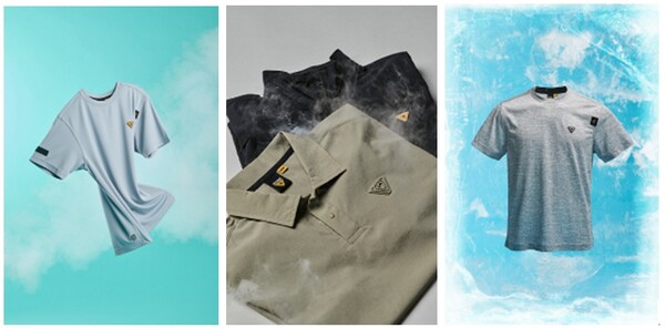 (왼쪽부터) 볼디스트 쿨코어, 에어리도트, 포르페 소재가 적용된 티셔츠 (사진=코오롱 FnC)