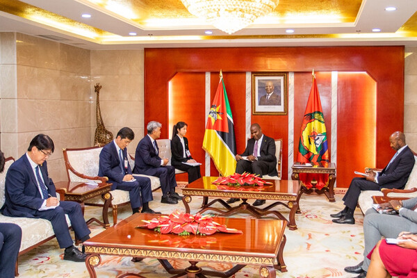 대우건설 정원주 회장이 아프리카 모잠비크 수도 마푸토를 방문해 다니엘 챠포 대통령을 예방하고, LNG 사업 협력강화 방안을 논의했다 (사진제공=대우건설)