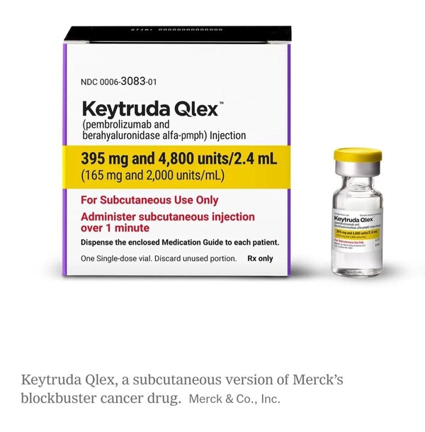 키트루다SC는 '키트루다 큐렉스'로 이달말 출시된다. 기존 정맥주사(IV)에 비해 환자는 물론 의료진의 편의성을 대폭 개선시켜줄 것으로 예상된다. 