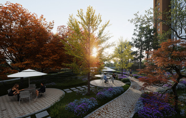 풍무역 푸르지오 더 마크 단지 내 숲산책로 (사진제공=대우건설)