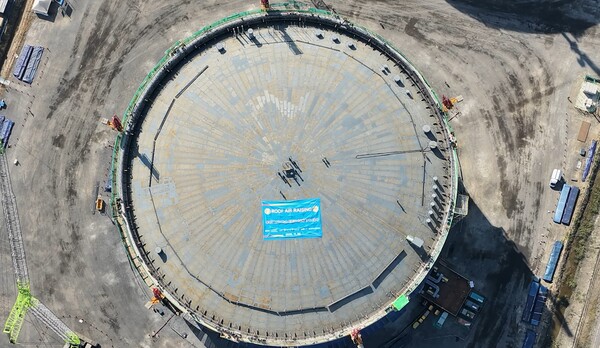 여수 '동북아 LNG 허브 터미널'이 LNG 저장탱크 상량식을 진행했다. (사진제공=BS한양)