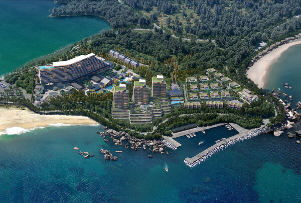 강원도 고성군 현내면 초도리 일대 군부대 이전 후 조성 사업이 추진되는 ‘화진포 국제 휴양관광지’ 예상 조감도 (사진=호반그룹)